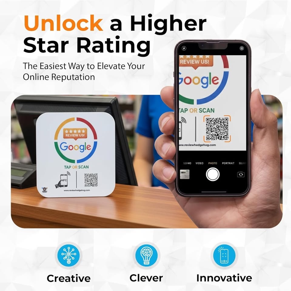 Google Review Tap Card Plate & QR Code Sign (White) - photo 2