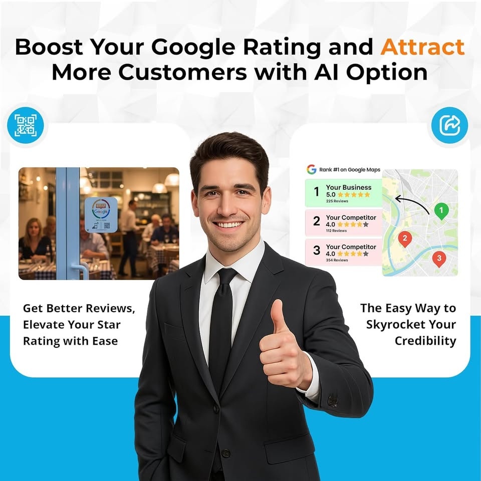 Google Review Tap Card Plate & QR Code Sign (White) - photo 3