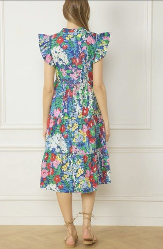 NWT Entro Lillian Floral Print Ruffle Sleeve Dress Size 1XL - photo 2