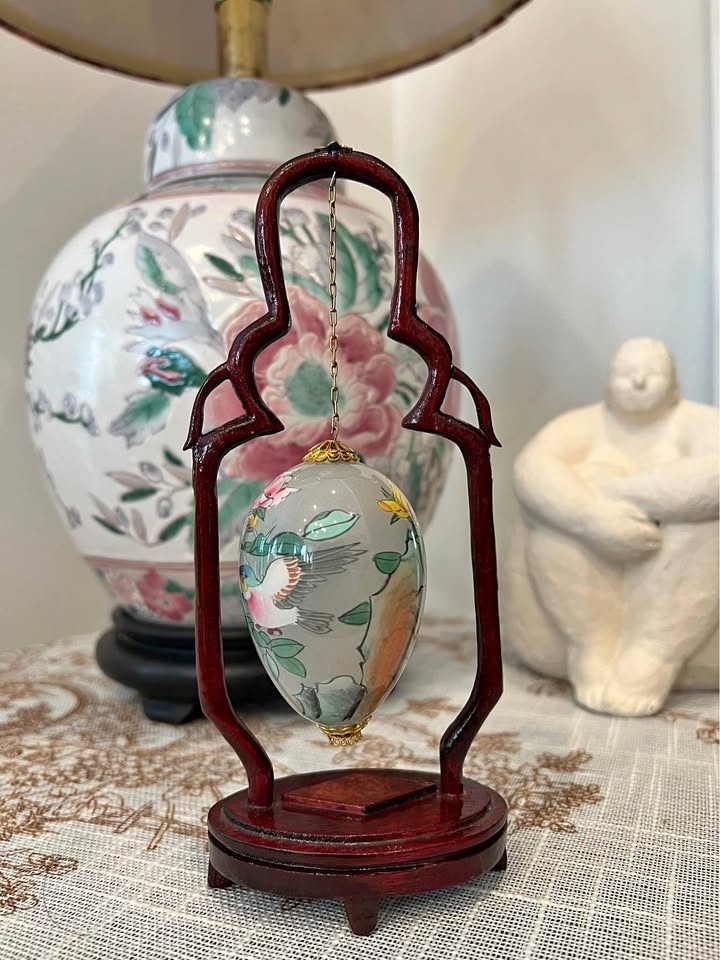 Chinese Inside-Painted Glass Egg Ornament