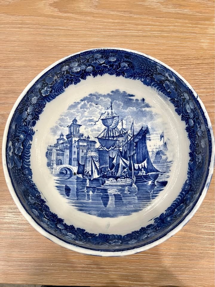 Antique English Blue & White Punch Bowl – Davenport