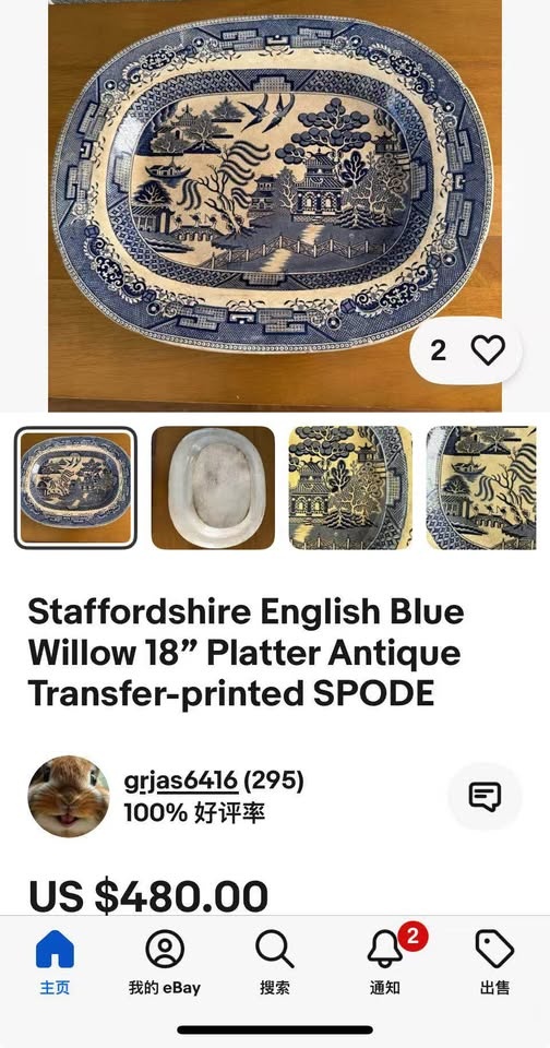 Willow Pattern Stoneware Platter C.W. & C. c.1840–1860 - photo 2
