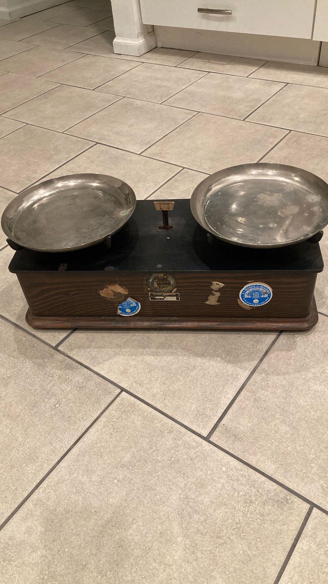 Antique Henry Troemner Oak Apothecary Balance Scale