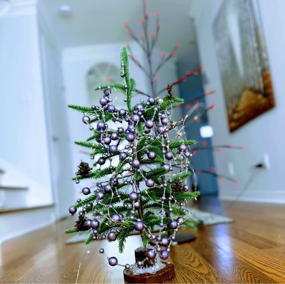 Vintage Christmas Set - Mexican Tin Star & Purple Mercury Glass - photo 2