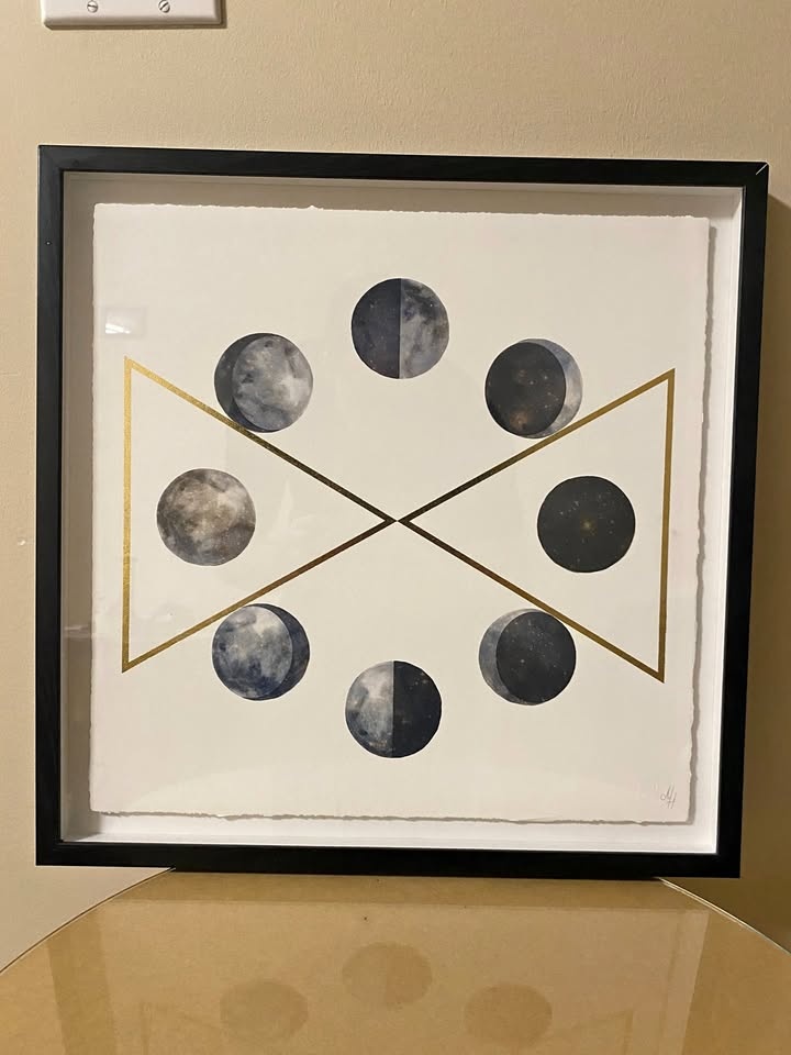 Modern Framed Wall Art – Moon Phases / Celestial Geometric Print
