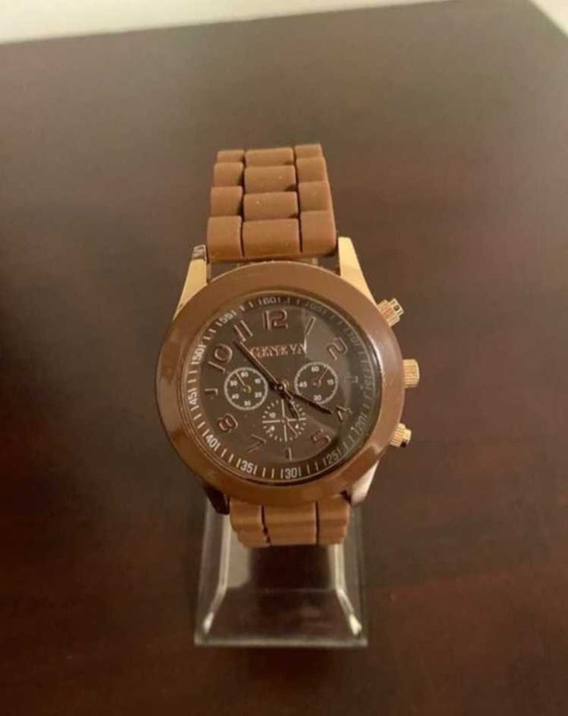 Geneva Chocolate Brown Watch with Gold Accents