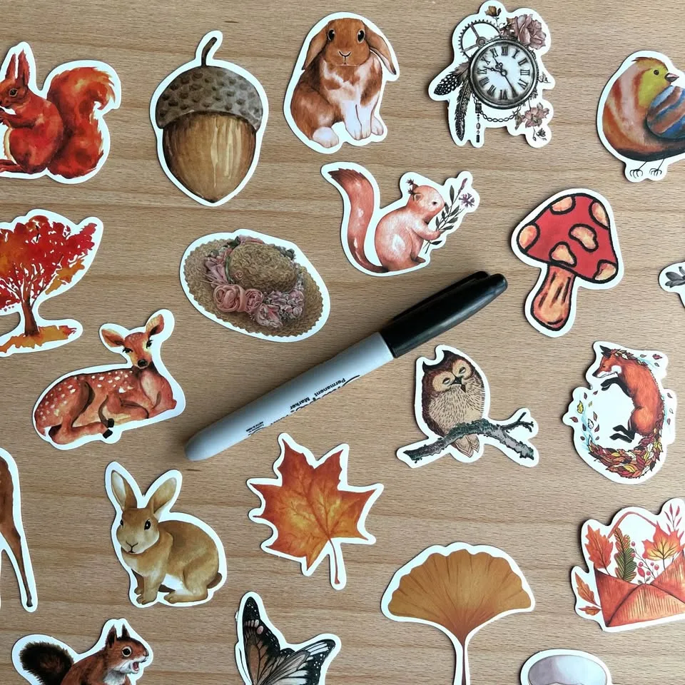 Pack of 50 Autumn Forest Aesthetic Stickers image indicator(7)