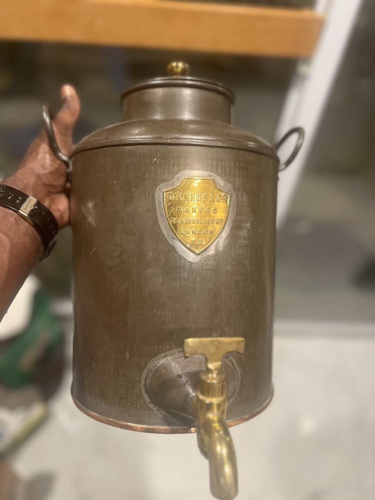 Pair Copper Bottom Brass Jars With Spigots