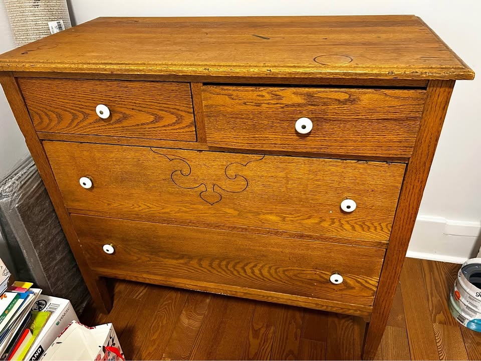 Antique solid oak wood dresser