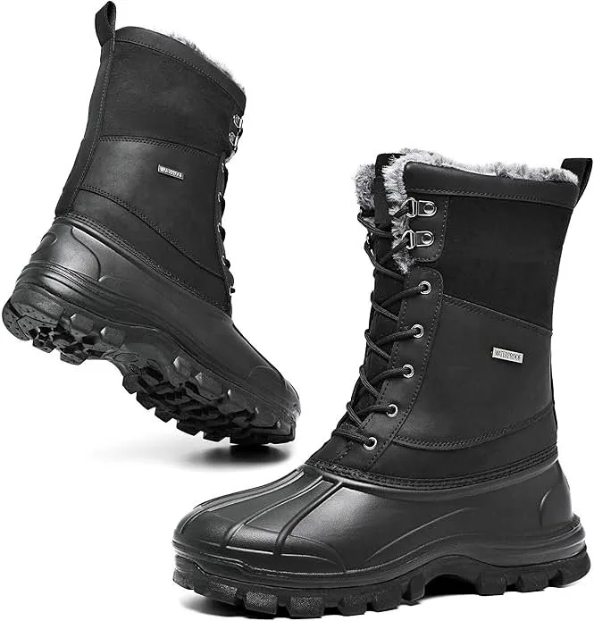 Mens Waterproof Fur Lined Non Slip Rubber Hiking Boots thumbnail