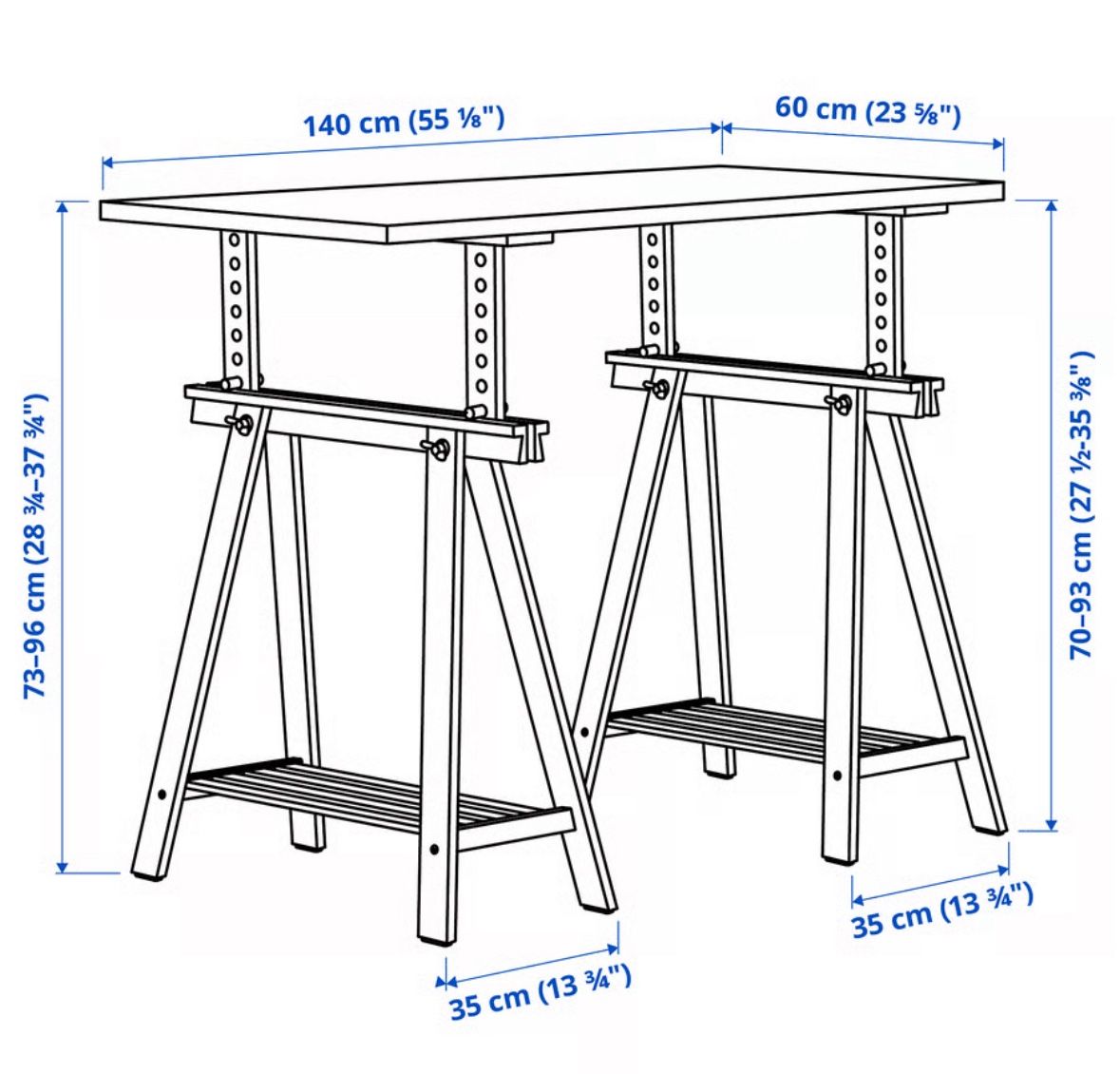IKEA Work Table / Desk with MITTBACK Trestles - photo 4