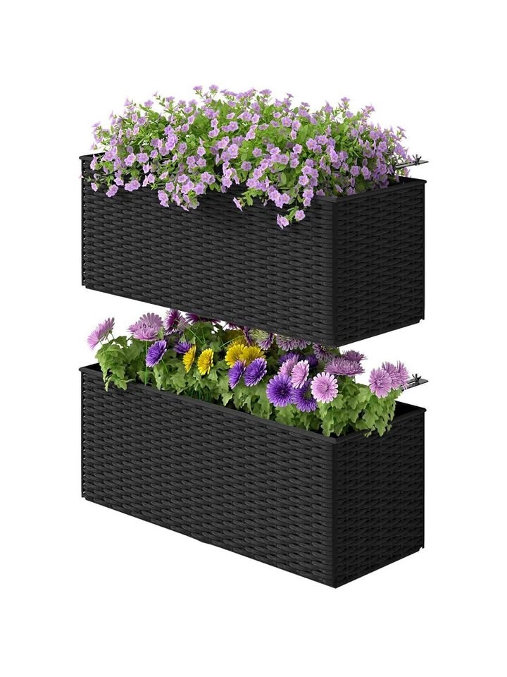 Railing Planter Box, 20 Inch Self-Watering Hanging Pots