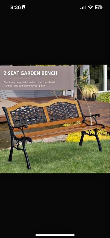 New open box outdoor garden bench