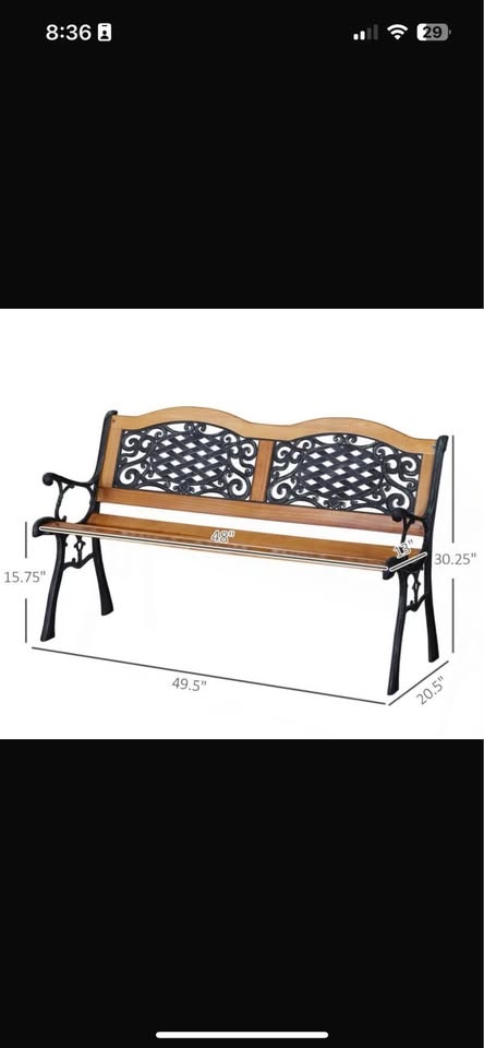 New open box outdoor garden bench - photo 3
