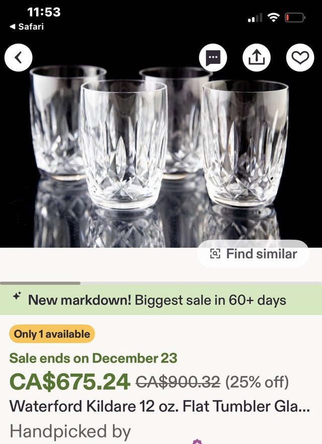 Four (4) Kildare Waterford Crystal Tumblers - photo 5