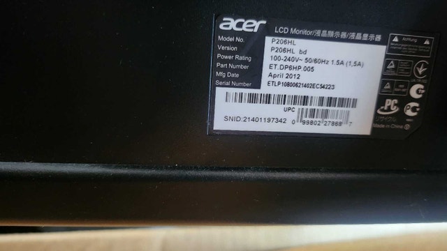Acer P206HL Monitor - photo 2