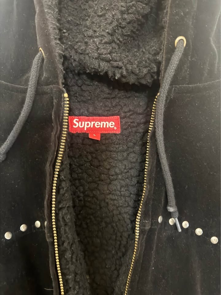 Supreme Studded Velvet Hooded Work Jacket (FW21) Size Large - photo 4