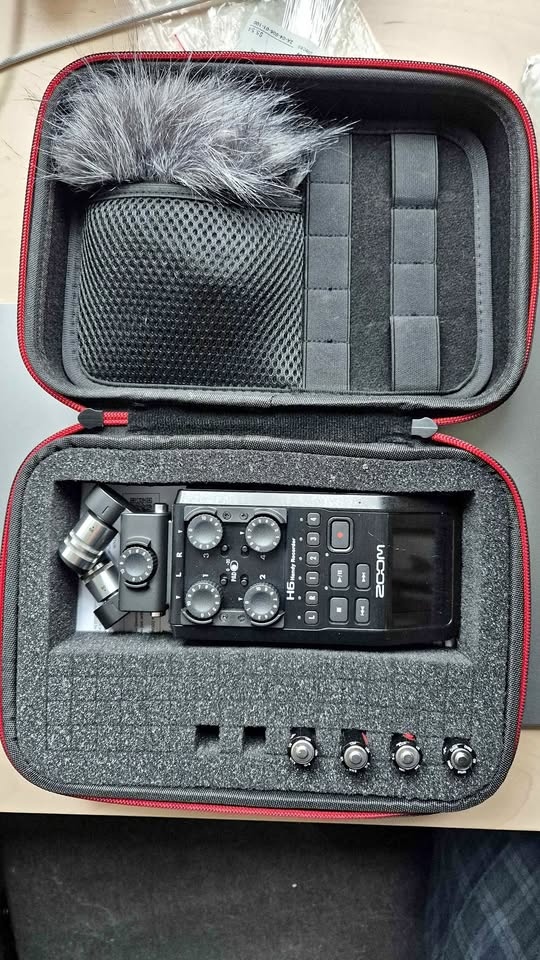 Zoom H6 4 channel audio recorder with hard case and wind sock