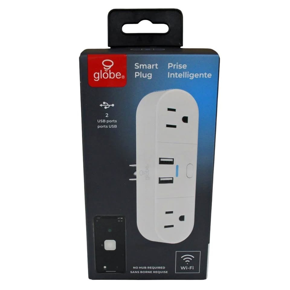 GLOBE 2-OUTLET & 2-USB WIFI SMART PLUGS
