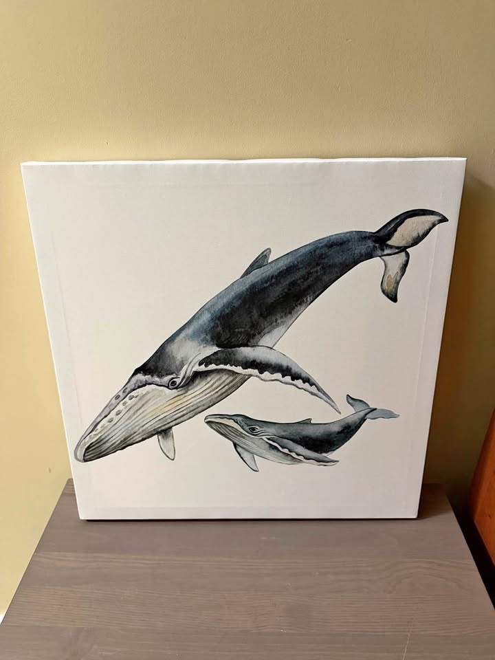 Mom and baby whale canvas print