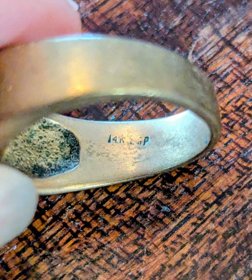 Vintage Men's 14KGP Yellow Gold & Faux Diamond Ring, Size 10 - photo 2