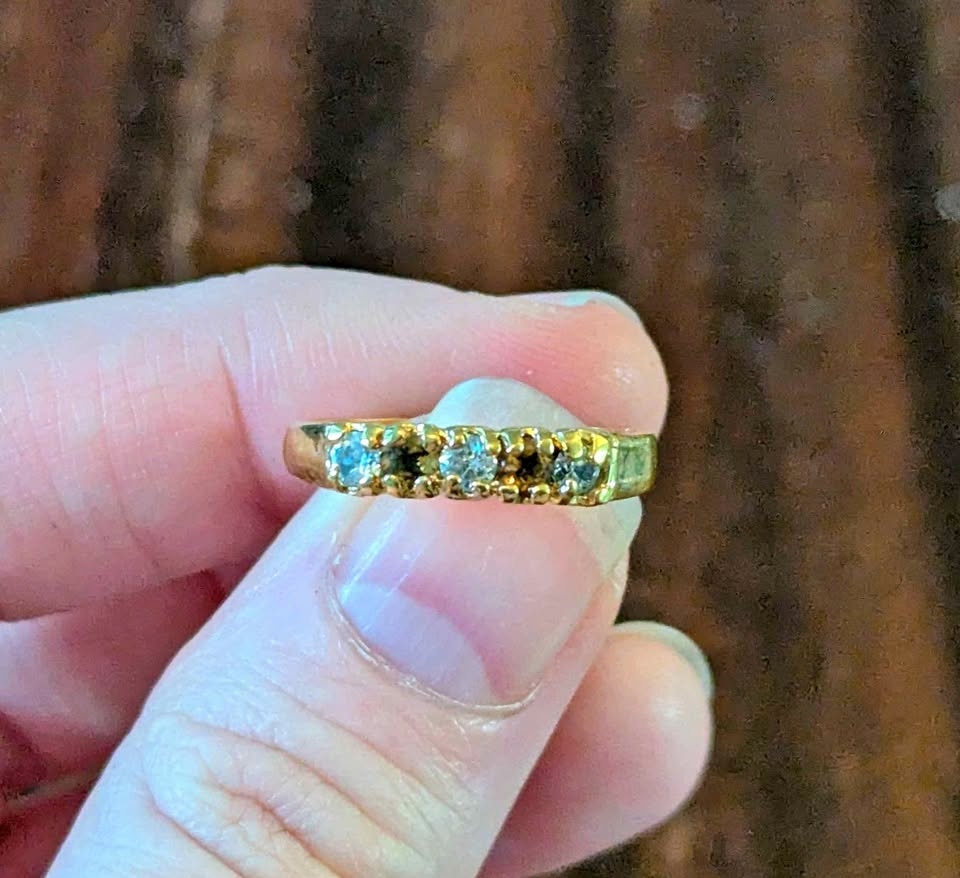Vintage Gold-Tone - Amber and Clear Stone Faux Diamond - Size: 5