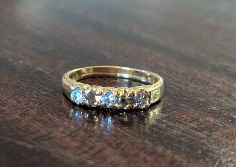 Vintage Gold-Tone - Amber and Clear Stone Faux Diamond - Size: 5 - photo 2