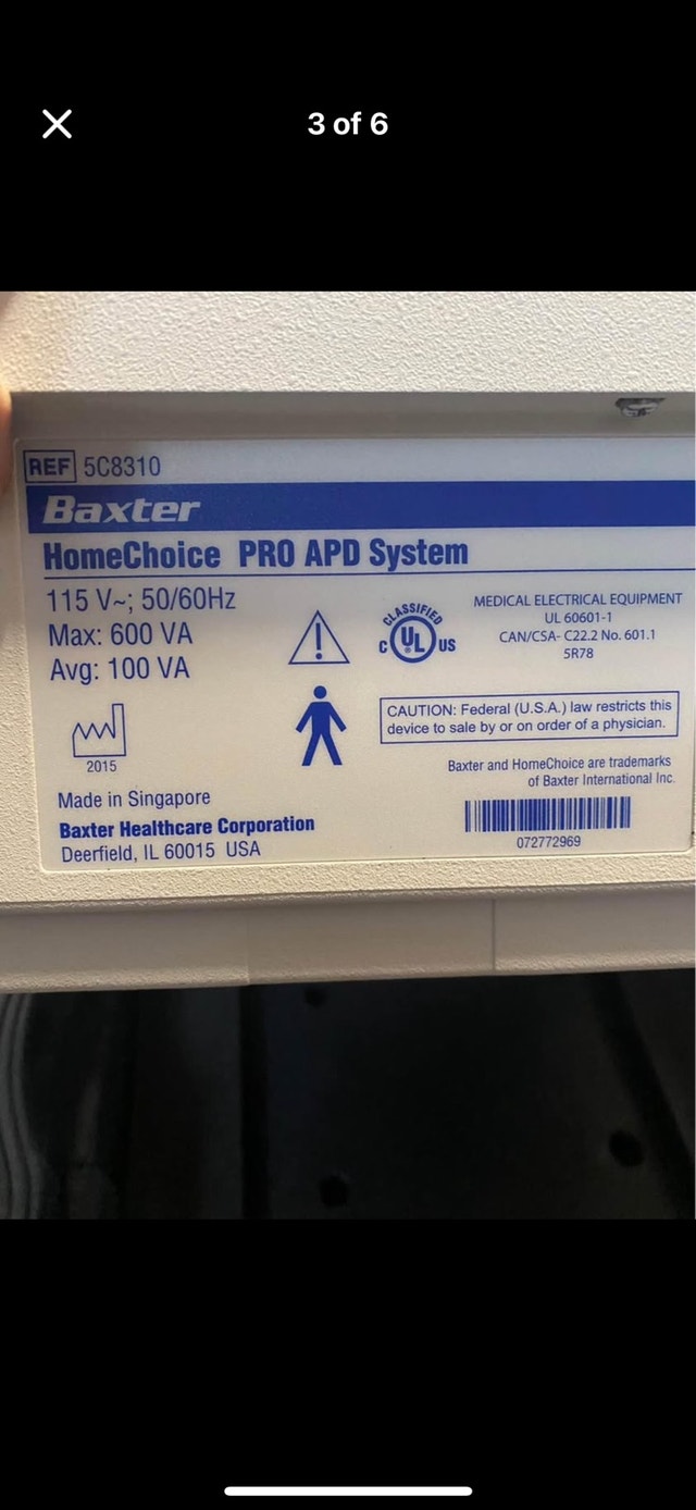 Baxter Home choice pro APD system ref 5 c8310 dialysis machine - photo 3