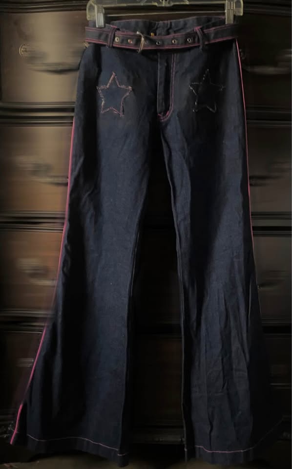 Dark Wash Star Jeans w/ Contrast Stitching - photo 2