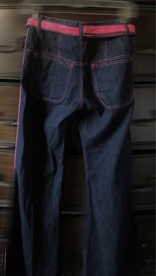 Dark Wash Star Jeans w/ Contrast Stitching - photo 3