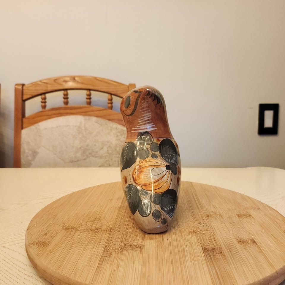 Folk Art Ceramic Owl Figurine - photo 2