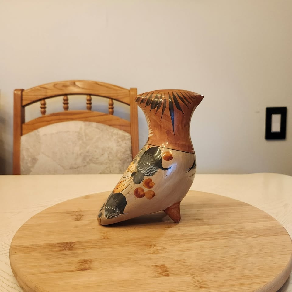 Folk Art Ceramic Owl Figurine - photo 3