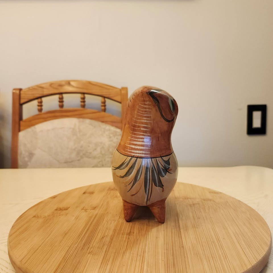 Folk Art Ceramic Owl Figurine - photo 4