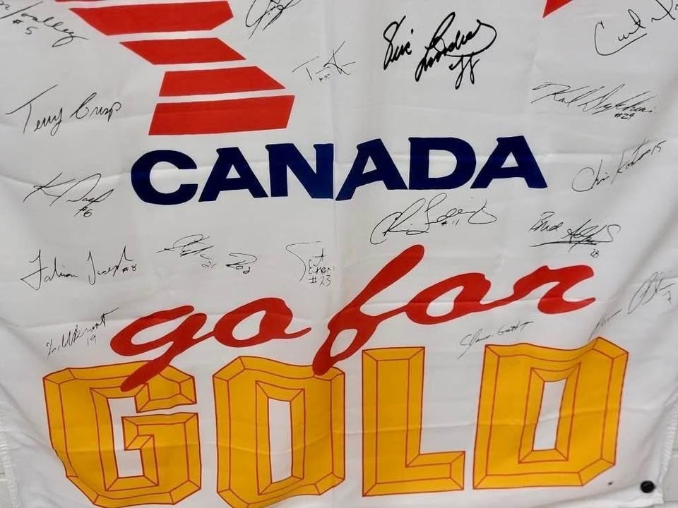 1992 ALBERTVILLE OLYMPIC HOCKEY BANNER - 34" X 60 - photo 3