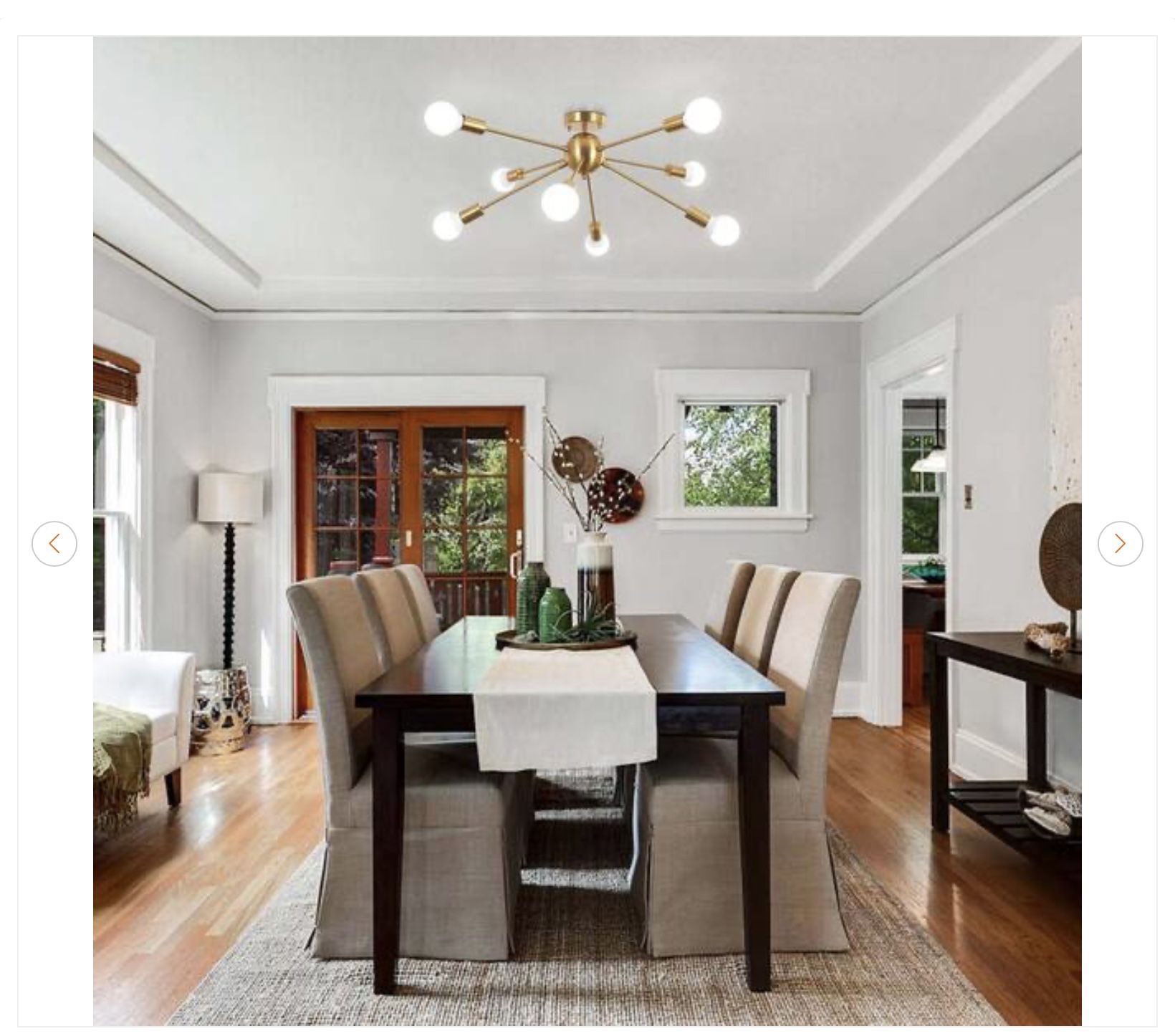 24.6 in. 8-Light Gold Sputnik Semi Flush Mount Chandelier - New - photo 3