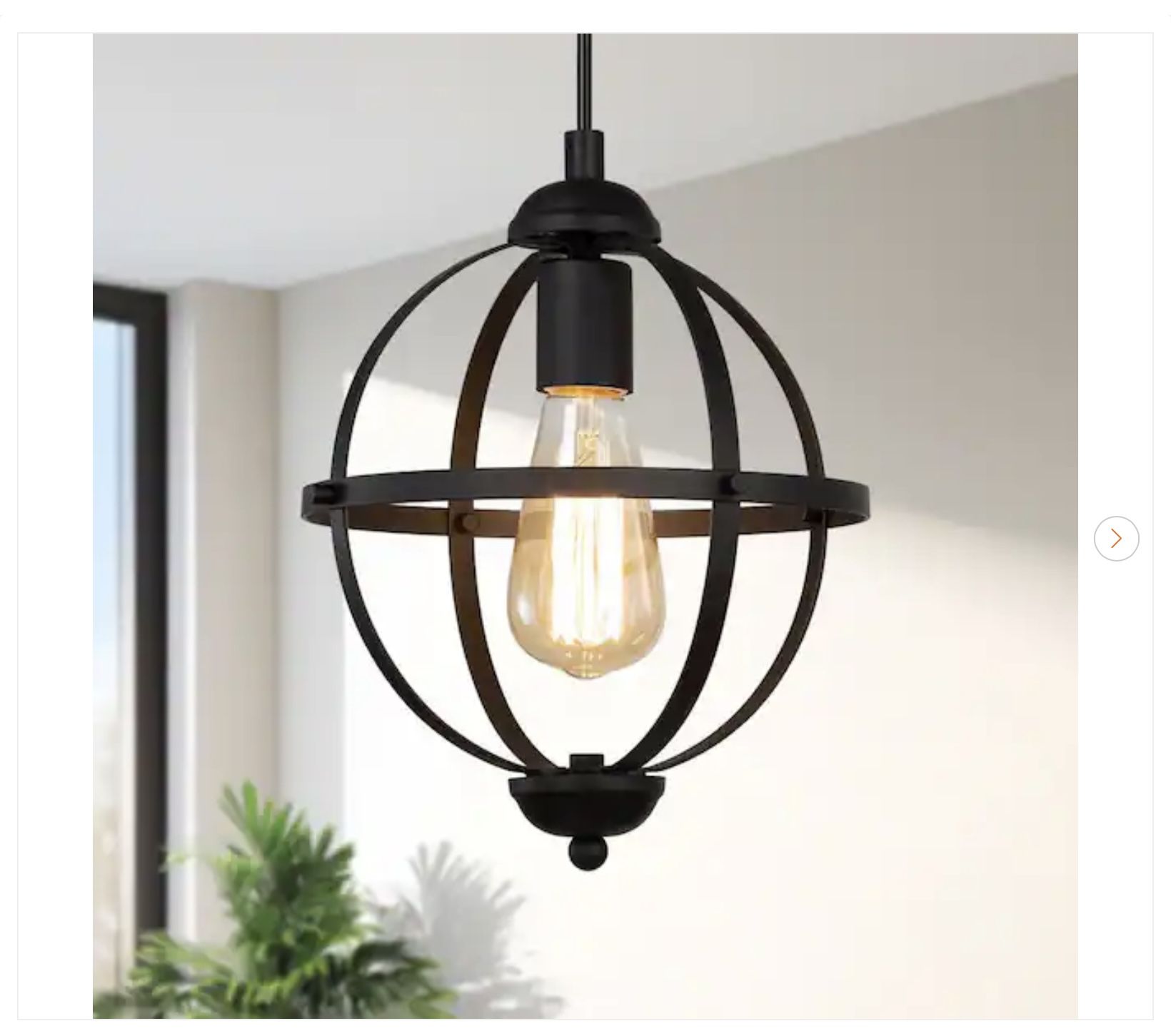 Black Pendant Light Modern Globe 1-Light 9.5 in - New