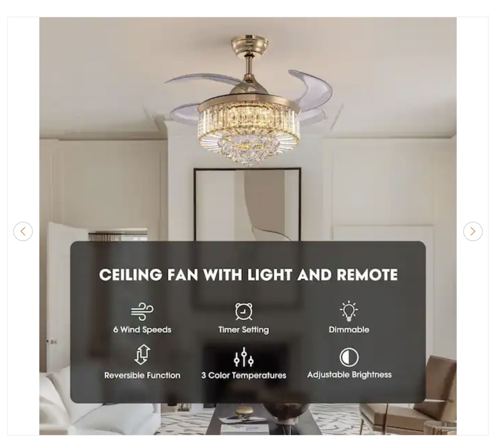 48 in. Modern Smart Indoor Gold Ceiling Fan - New - photo 2