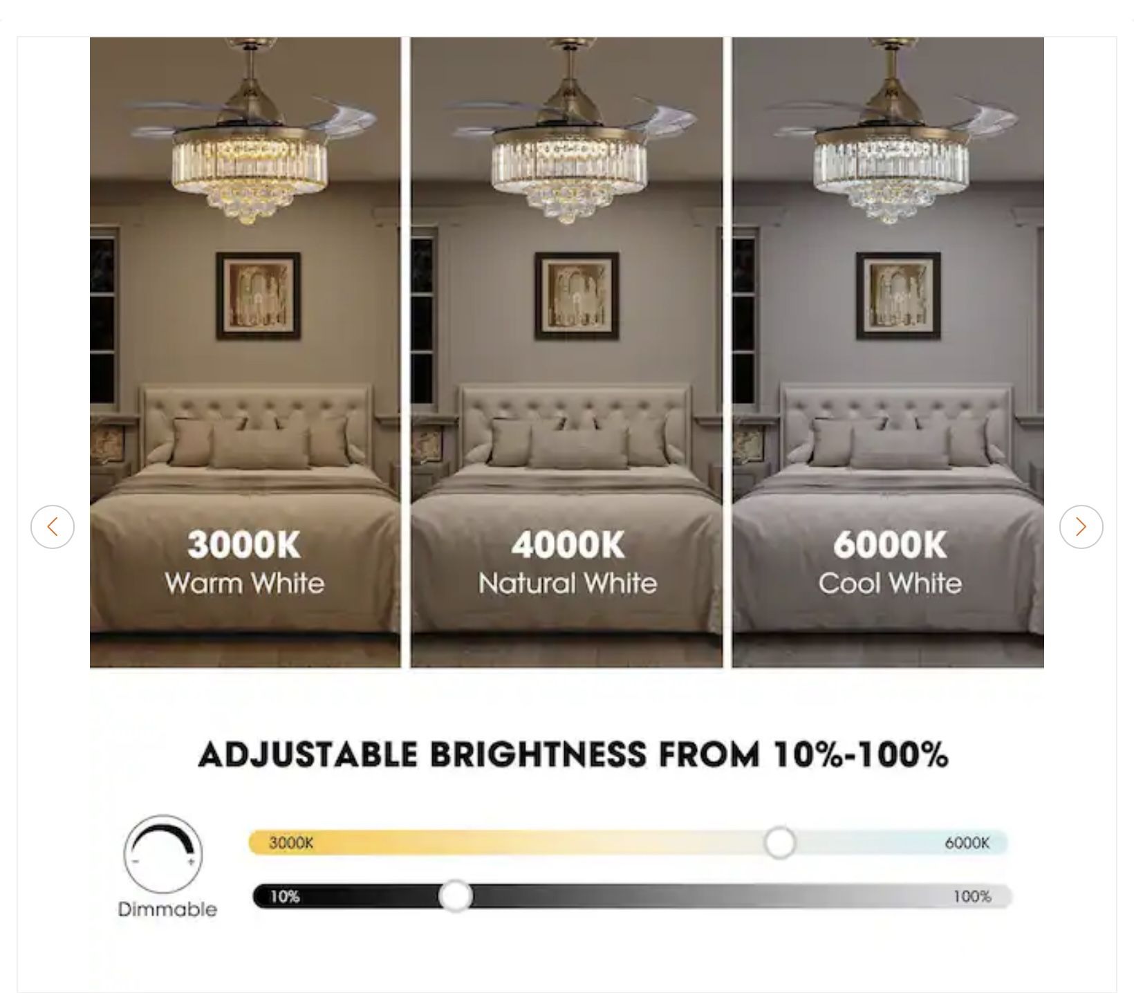 48 in. Modern Smart Indoor Gold Ceiling Fan - New - photo 3
