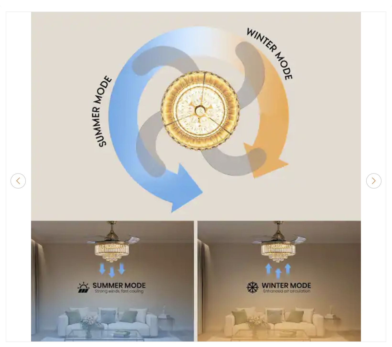 48 in. Modern Smart Indoor Gold Ceiling Fan - New - photo 4