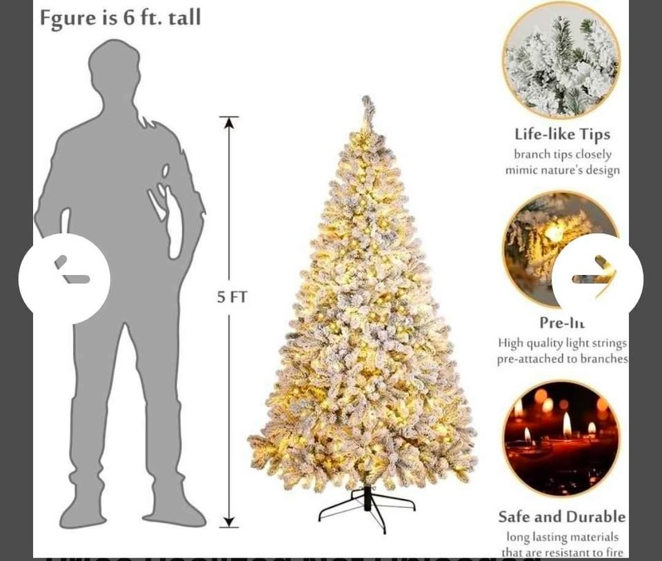 WBHome 5ft Snow Flocked Pre-lit Spruce Tree - photo 3