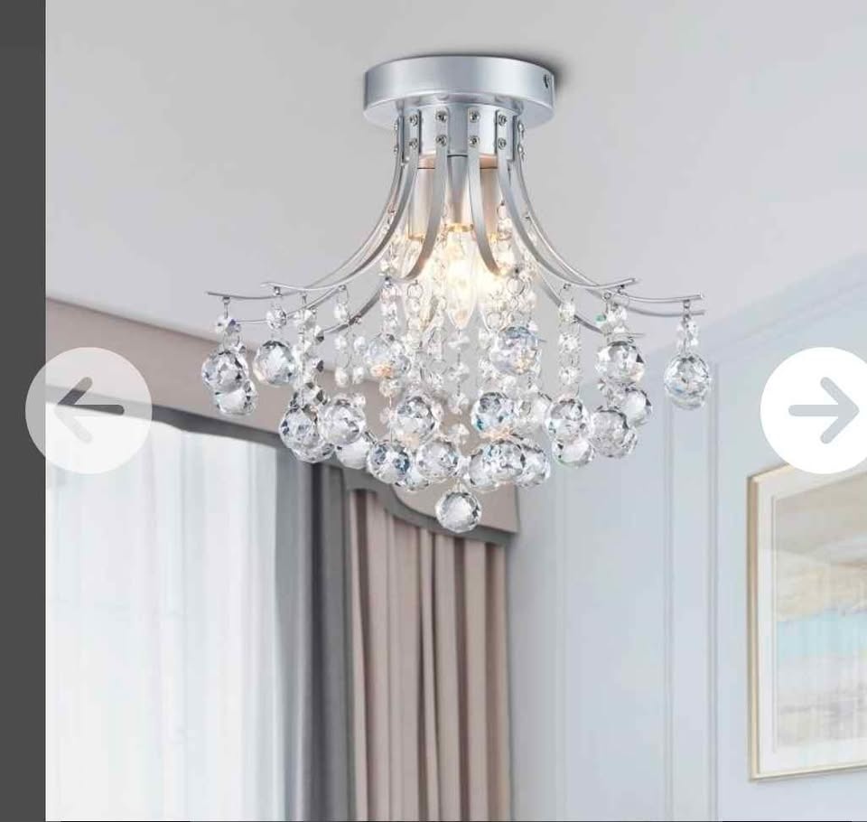 Bestier Modern Silver Crystal Semi-Flush Mount Chandelier - photo 5