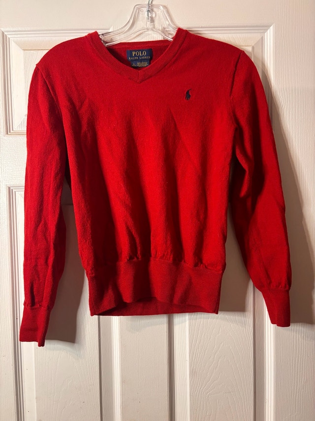 Polo Ralph Lauren Red Wool V-Neck Sweater – (Fits like S-M)