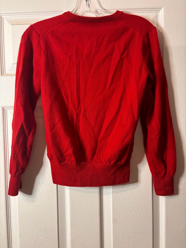Polo Ralph Lauren Red Wool V-Neck Sweater – (Fits like S-M) - photo 2