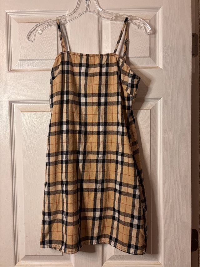 Plaid Sleeveless Dress - Beige Check (Fits XS-S)