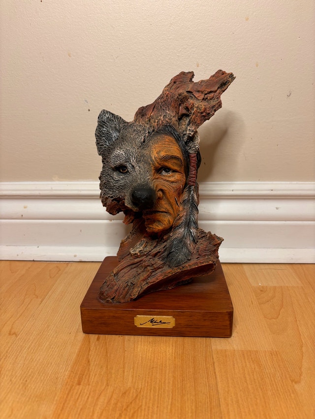 Wolf & Human Transformation Wall Sculpture – Signed Art