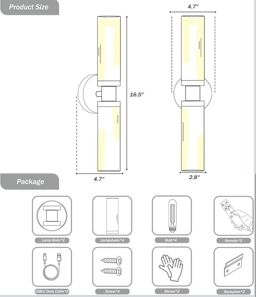 Wireless Brass Wall Sconce set of 2 Dimmable BNIB - photo 3