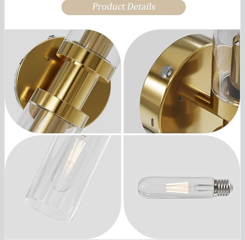 Wireless Modern Wall Sconce set of 2 Gold Dimmable BNIB - photo 4