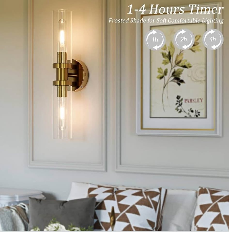Wireless Modern Wall Sconce set of 2 Gold Dimmable BNIB - photo 5