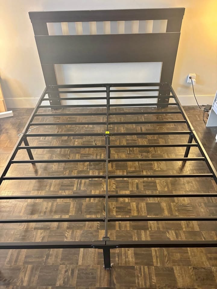 Queen bed frame with mattress