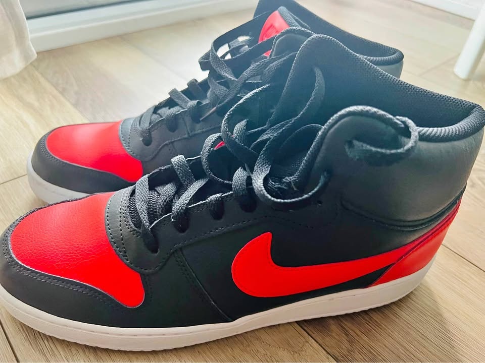 Men Nike Ebernon Mid — Black/Habanero Red-White (US 10)